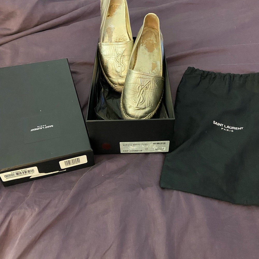 Saint Laurent Metallic Gold Loafers ~ Sz. 39